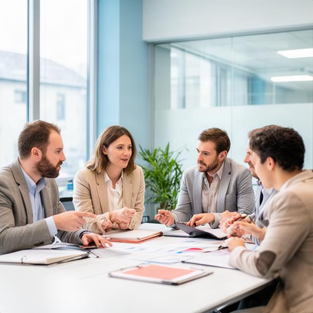 HR consultants reviewing a people strategy around a meeting table in a bright Port Laoise office